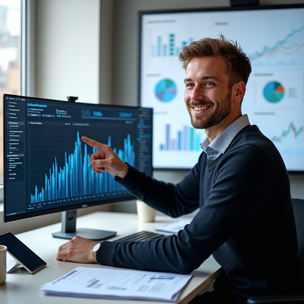 Market analyst examining crowdlending platform data and trends